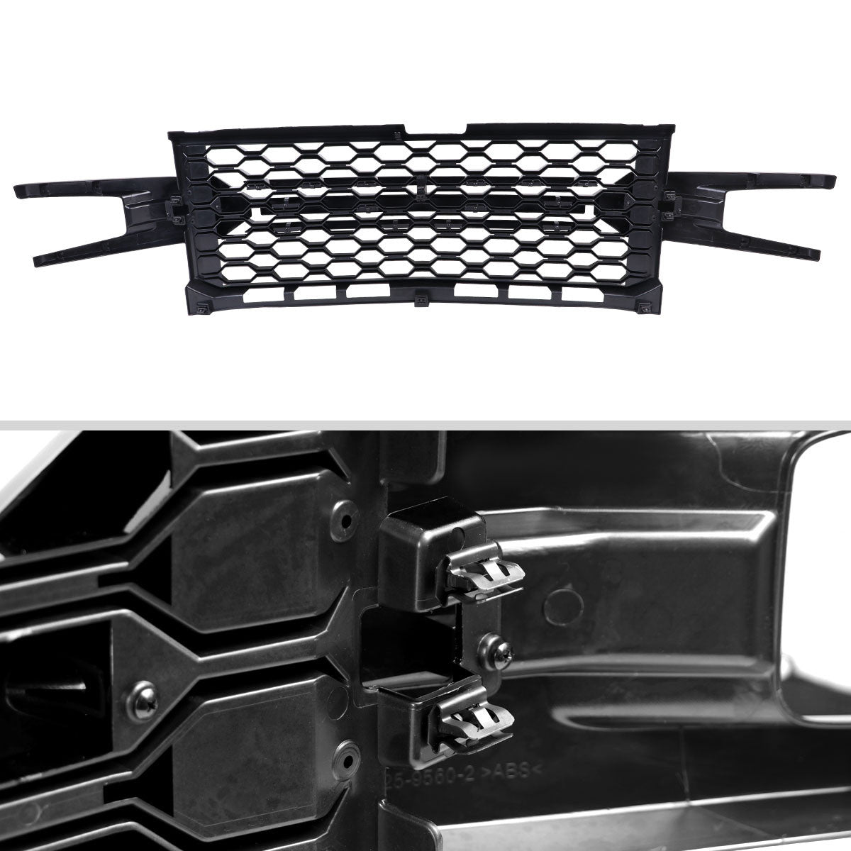 Spec-D Tuning - 2019-2022 Chevrolet Silverado 1500 LT Glossy Black Honeycomb Hood Grille - HG-SIV1915LTGB-GL