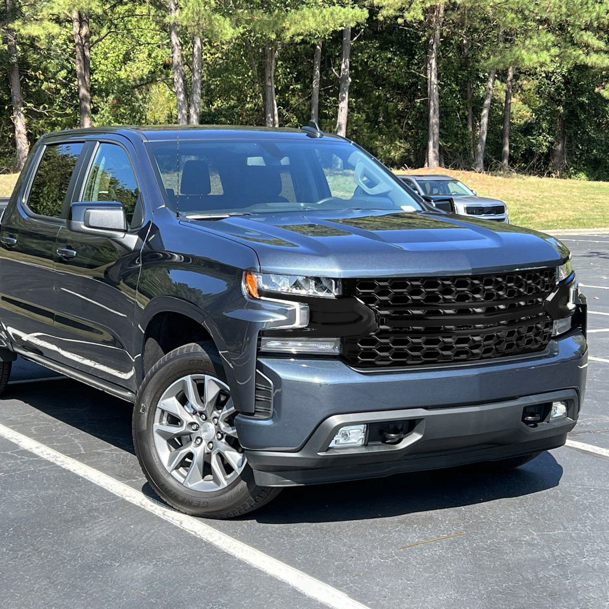 Spec-D Tuning - 2019-2022 Chevrolet Silverado 1500 LT Glossy Black Honeycomb Hood Grille - HG-SIV1915LTGB-GL