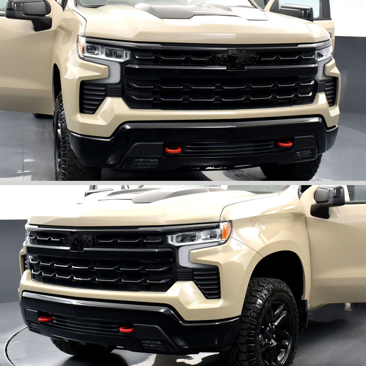 Spec-D Tuning - 2022-2026 Chevrolet Silverado 1500 Glossy Black Mesh Front Upper Hood Grille - HG-SIV2215JM-JB