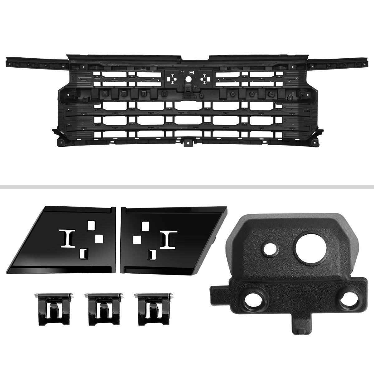 Spec-D Tuning - 2022-2026 Chevrolet Silverado 1500 Glossy Black Mesh Front Upper Hood Grille - HG-SIV2215JM-JB