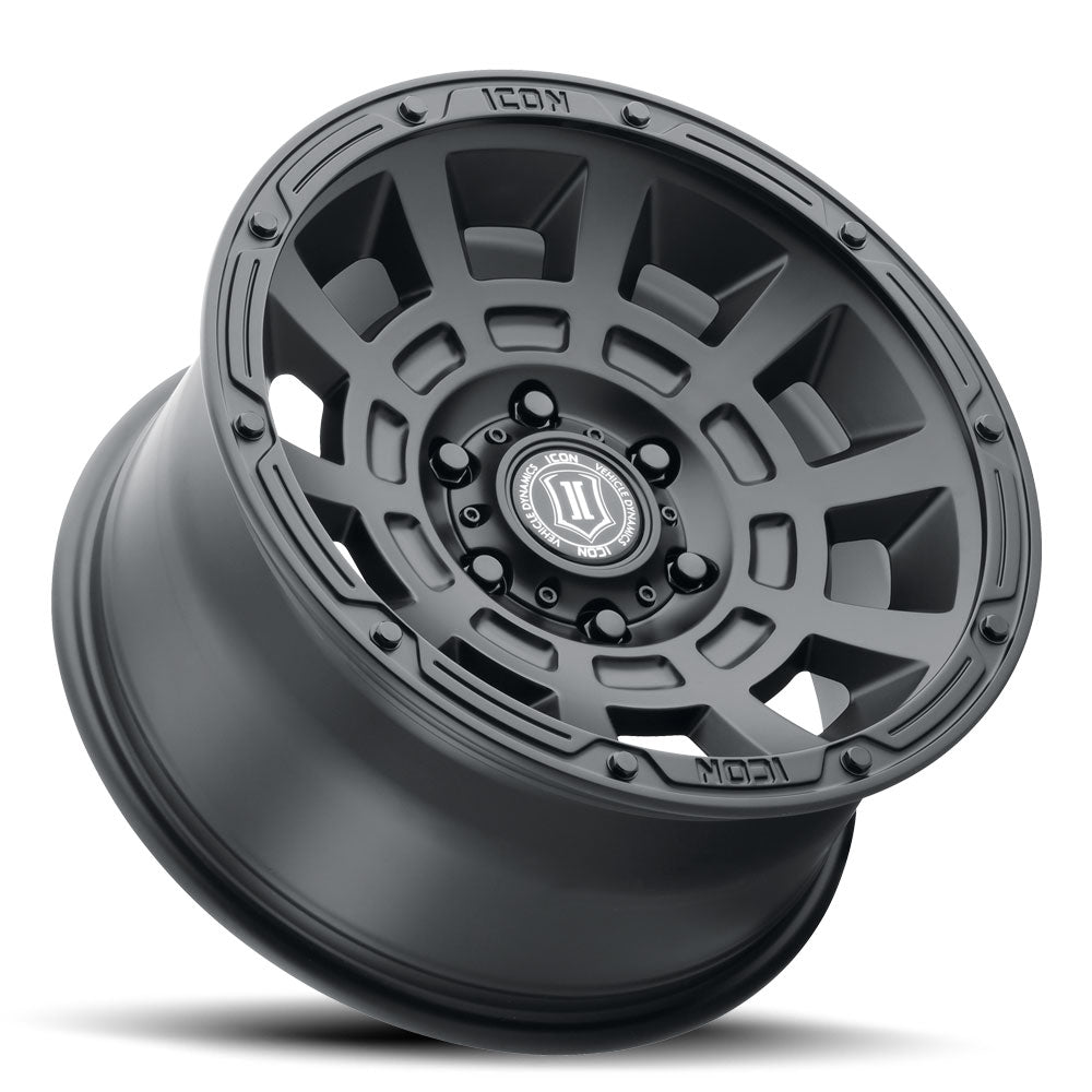 ICON Thrust 17x8.5 6x5.5 25mm Offset 5.75in BS 95.1mm Bore Satin Black Wheel - 2817859057SB