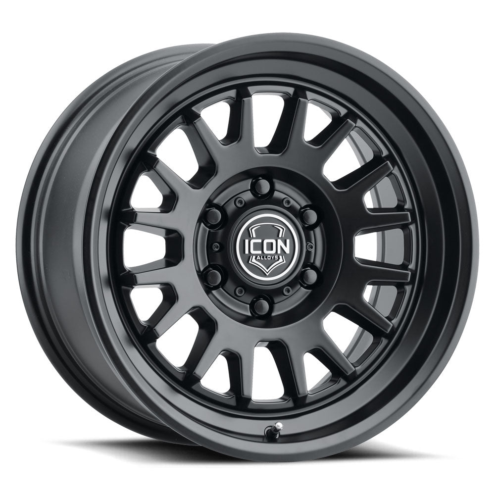 ICON Anza 17x8.5 5x5 -6mm Offset 4.5in BS 71.5mm Hub Bore Satin Black Wheel - 8217857345SB