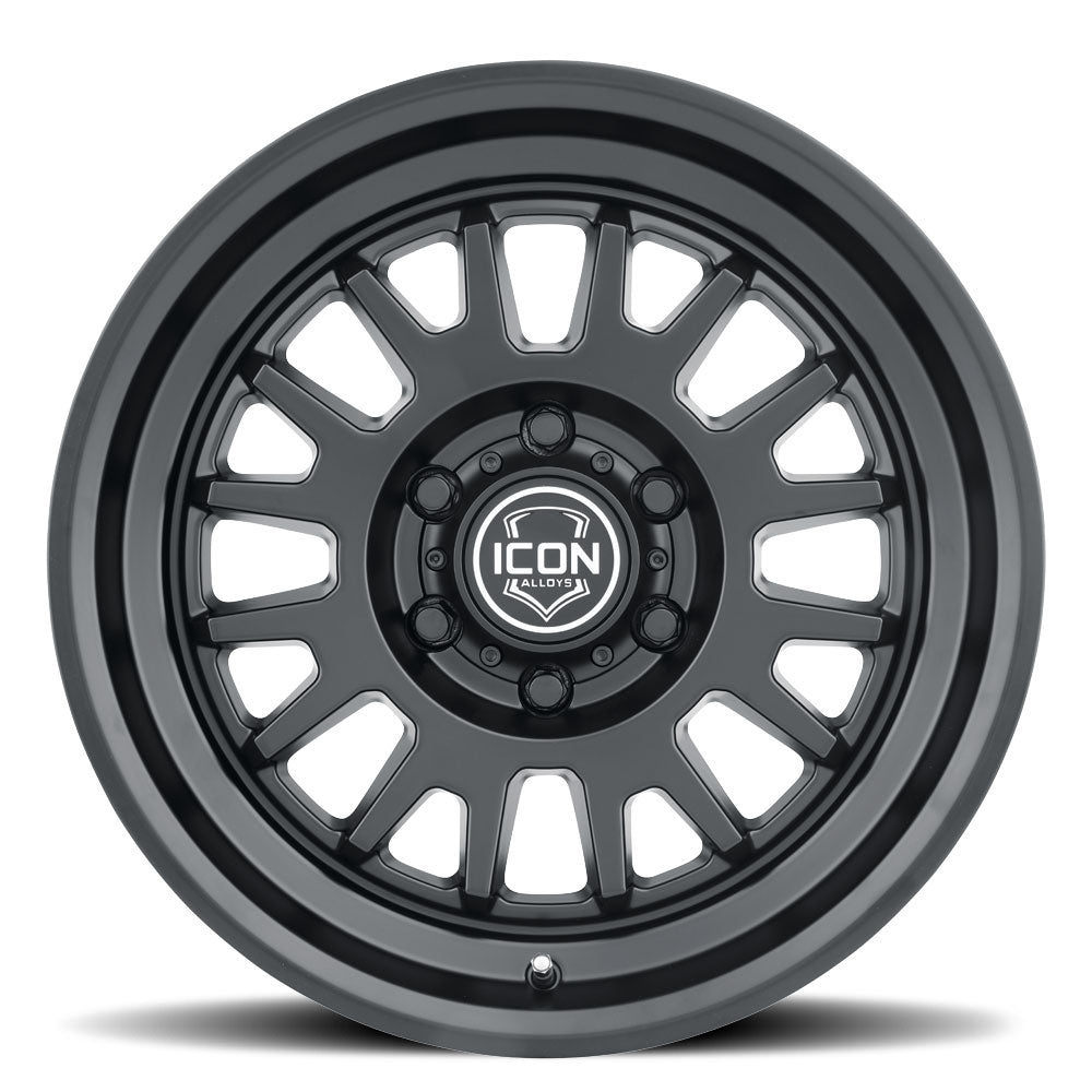 ICON Anza 17x8.5 5x5 -6mm Offset 4.5in BS 71.5mm Hub Bore Satin Black Wheel - 8217857345SB