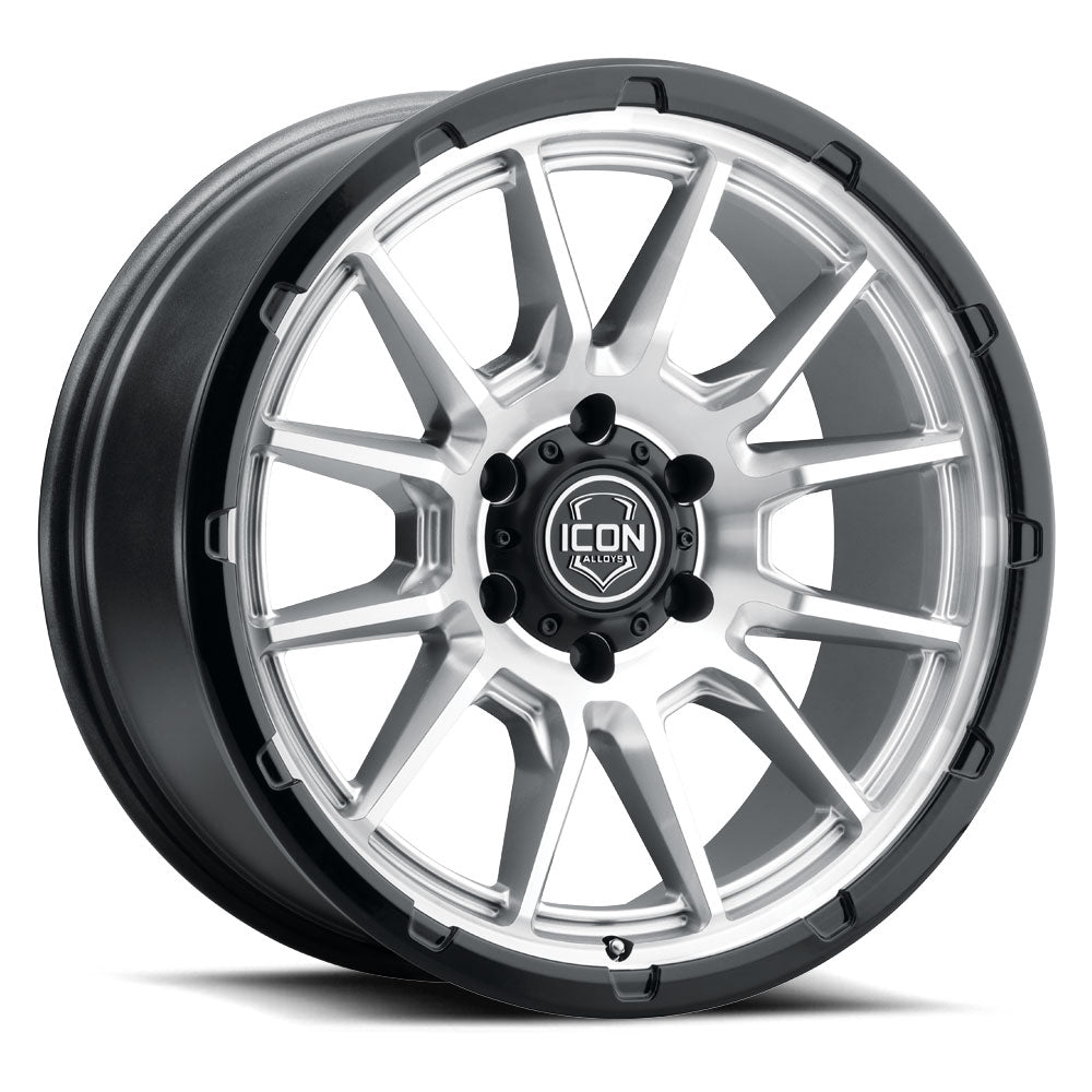 ICON Alloys Cajon 20x9 / 5x150 / 16mm / 5.625in BS Silver Machined Wheel w/ GB Lip - 8320905556SMGB