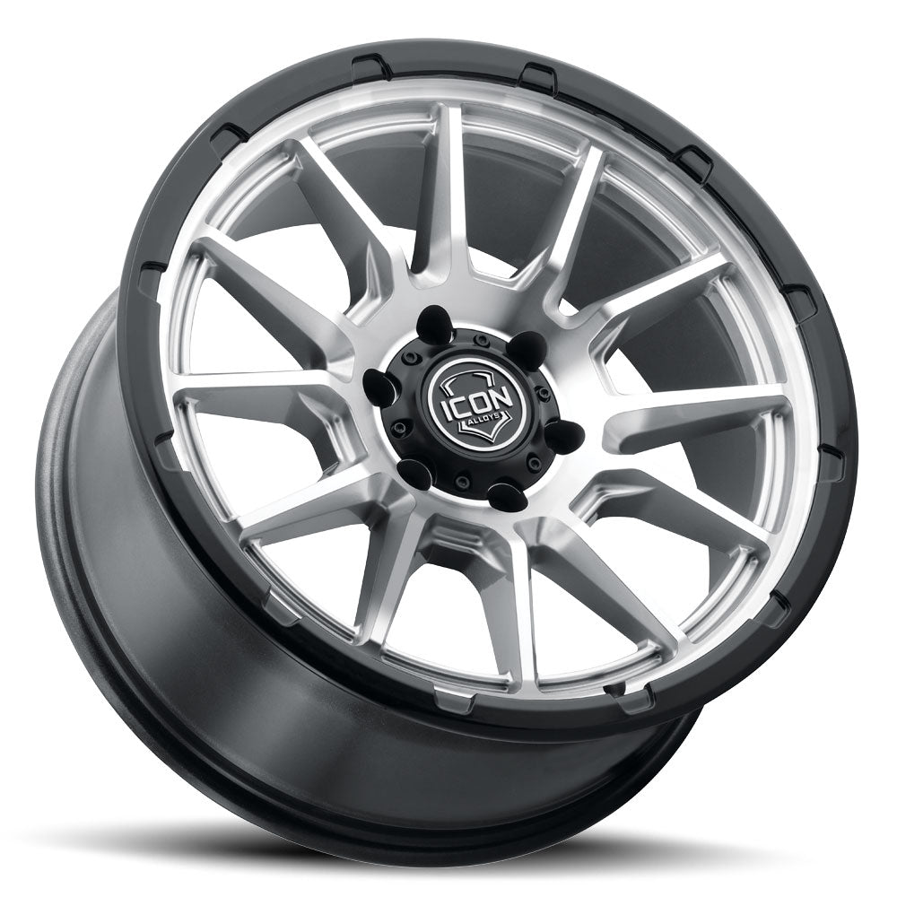 ICON Alloys Cajon 20x9 / 8x6.5 / 12mm / 5.5in BS Silver Machined Wheel w/ GB Lip - 8320908055SMGB