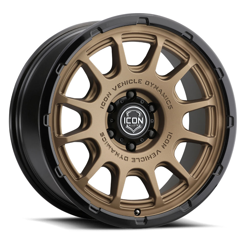 ICON Alloys Rancho 20x9 / 5x5 / -12mm / 4.5in BS Satin Bronze w/ Gloss Black Lip Wheel - 8420907345SBGB
