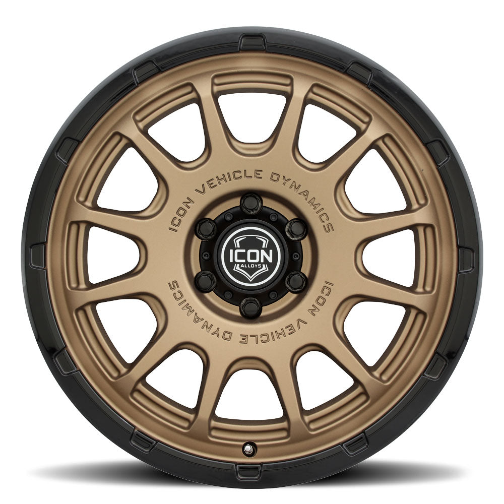 ICON Alloys Rancho 20x9 / 5x150 / 16mm / 5.625in BS Satin Bronze w/ Gloss Black Lip Wheel - 8420905556SBGB