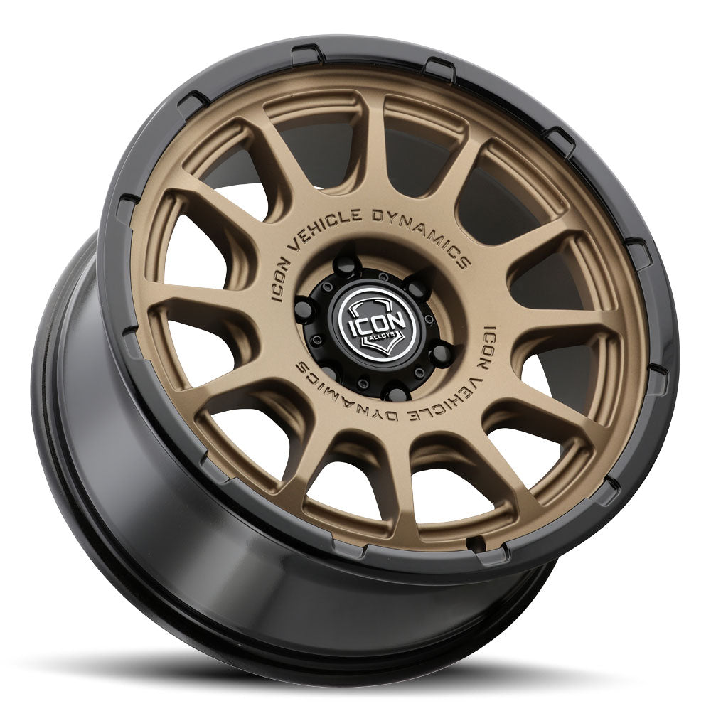 ICON Alloys Rancho 20x9 / 6x5.5 / 16mm / 5.625in BS Satin Bronze w/ Gloss Black Lip Wheel - 8420909056SBGB