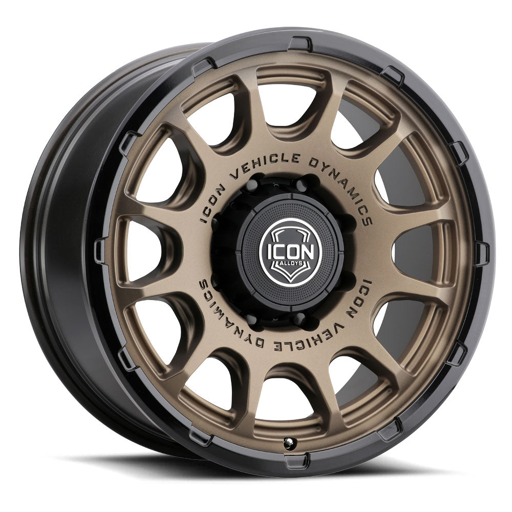 ICON Alloys Rancho 20x9 / 8x6.5 / 12mm / 5.5in BS Satin Bronze Wheel w/ Gloss Black Lip - 8420908055SBGB