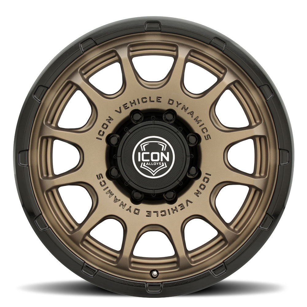 ICON Alloys Rancho 20x9 / 8x6.5 / 12mm / 5.5in BS Satin Bronze Wheel w/ Gloss Black Lip - 8420908055SBGB