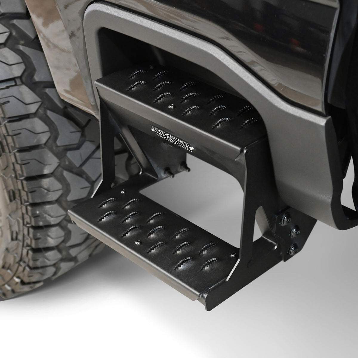 Westin 23-26 Ford F-250 F-350 F-450 F-550 Grate Side Bed Step Textured Black - 27-74005 - angle view