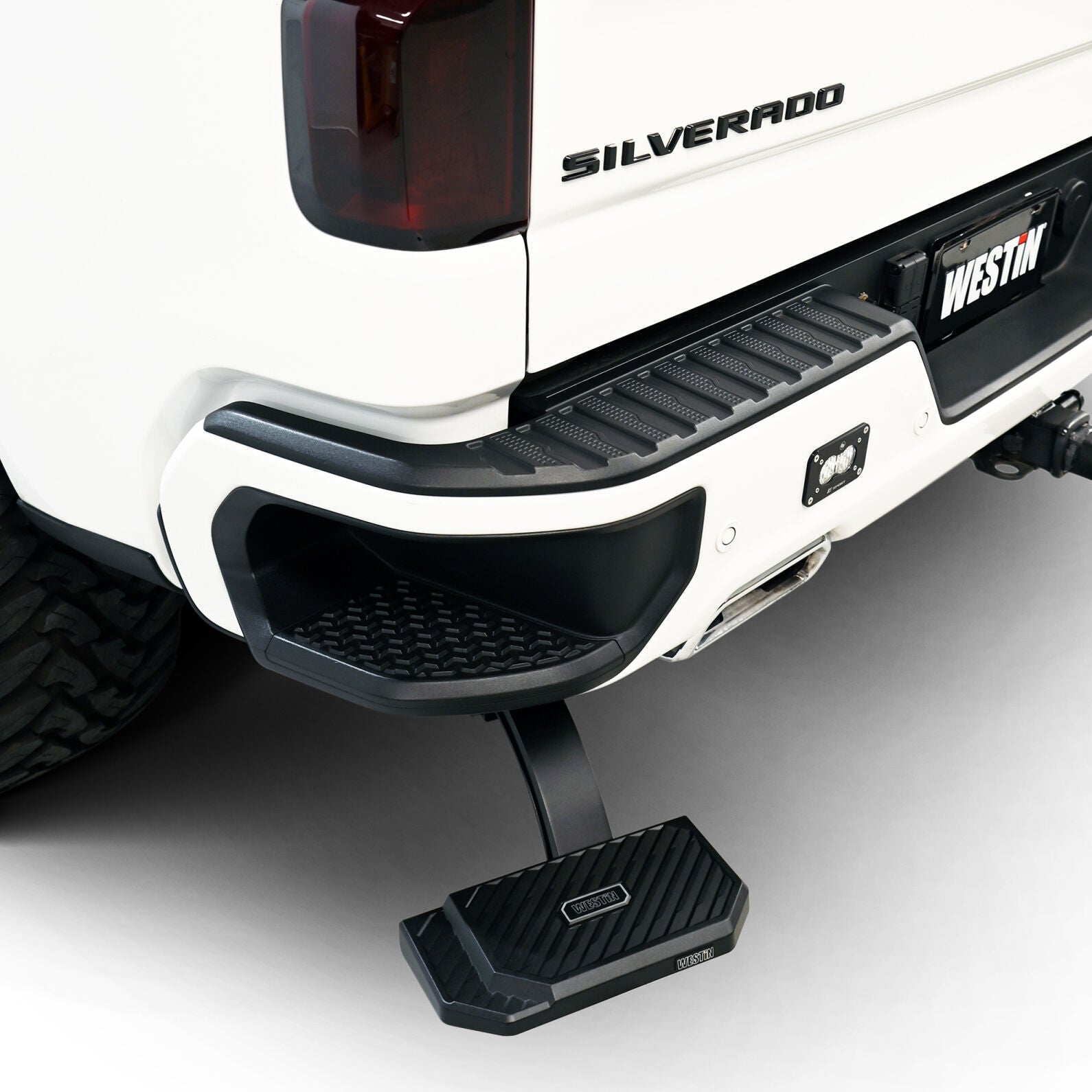 Westin 19-26 Chevrolet GMC Silverado Sierra 1500 Manual Retractable Bed Step Black - 29-40005 - front view