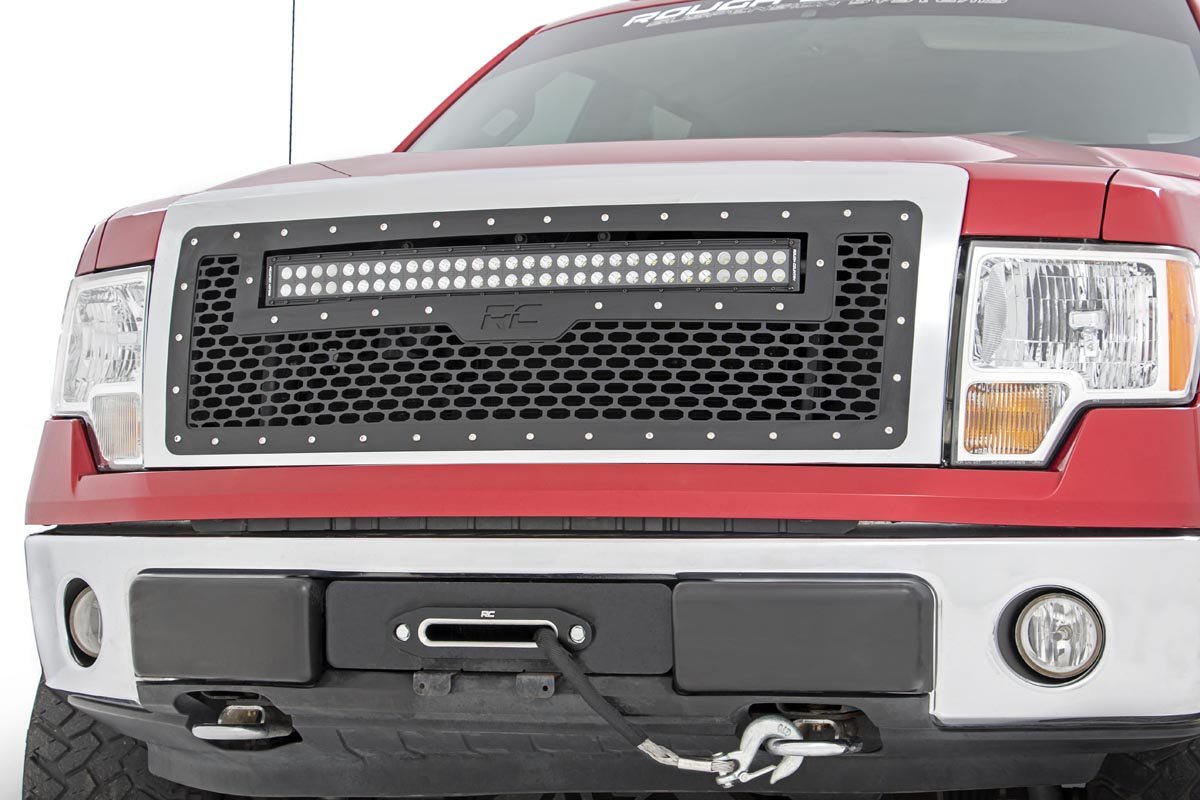 Mesh Grille | 30&quot; Dual Row LED | Black | Amber DRL | Ford F-150 (09-14)