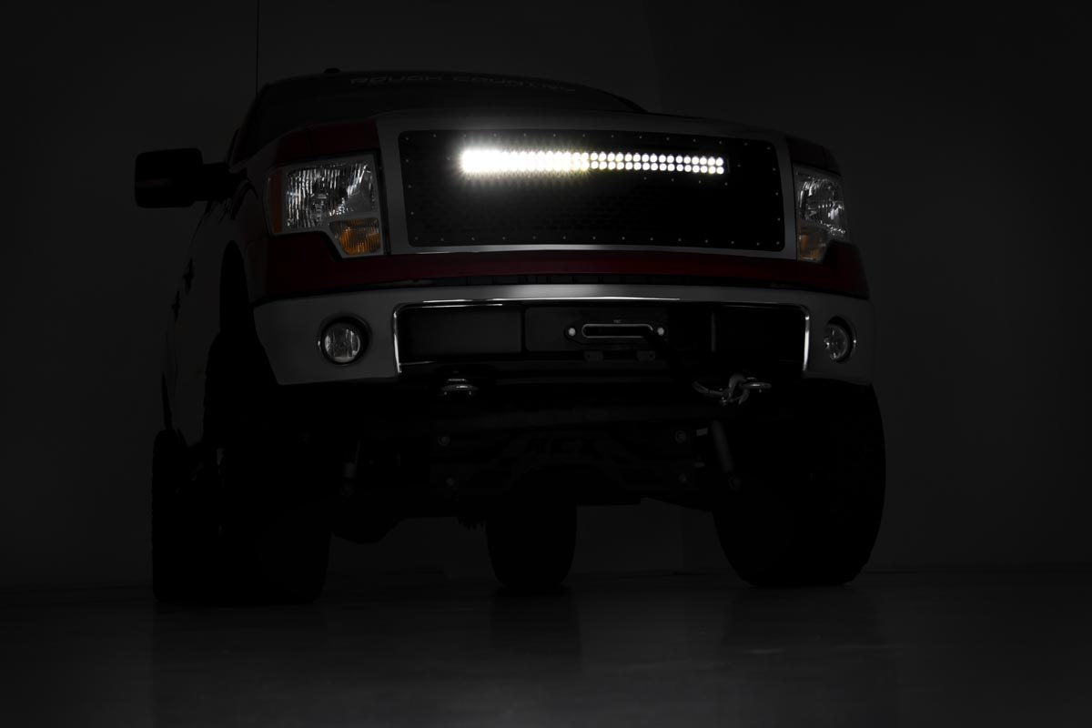 Mesh Grille | 30&quot; Dual Row LED | Black | White DRL | Ford F-150 (09-14)
