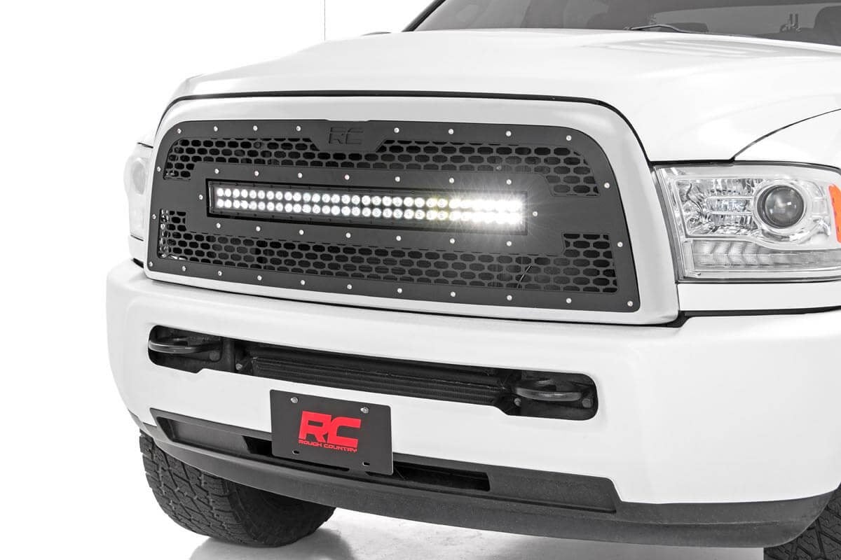 Mesh Grille | 30&quot; Dual Row LED | Black | Ram 2500/3500 2WD/4WD (2013-2018)