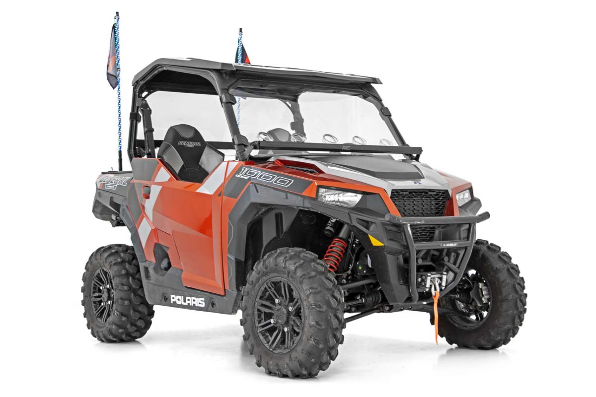 Whip Mount | Bed | 4&#39; Multl-Color LED Whip Pair | Polaris General/Ranger 1000/Ranger XP 900/1000