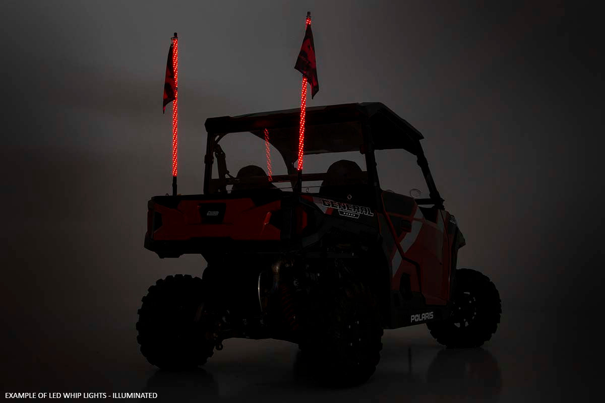 Whip Mount | Cage | 4&#39; Multl-Color LED Whip Pair | Polaris RZR