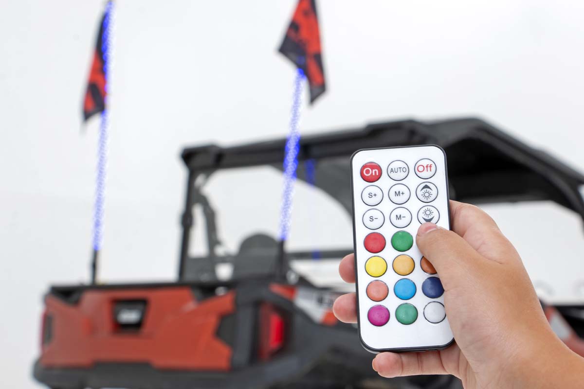 Whip Mount | Bed | 4&#39; Multl-Color LED Whip Pair | Polaris General/Ranger 1000/Ranger XP 900/1000