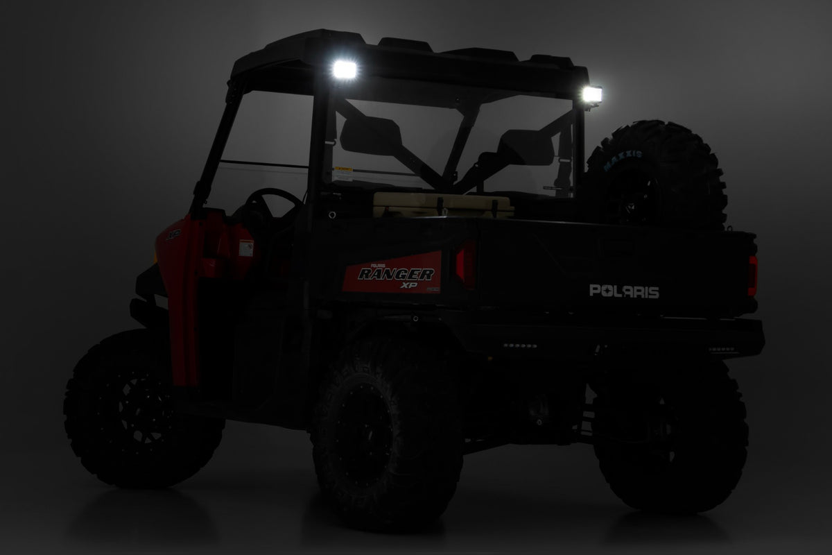 LED Light | RR Cage Mount | 2&quot; Chrome Pair | Wide Angle | Polaris Ranger 1000/Ranger XP 900/1000