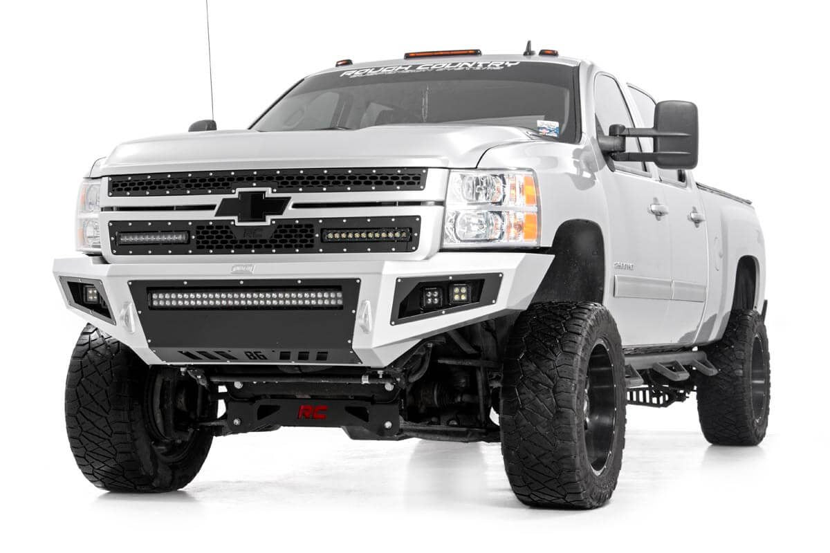 Mesh Grille | 12&quot; Single Row LED Pair | Black | Chevy Silverado 2500 HD/3500 HD (11-14)