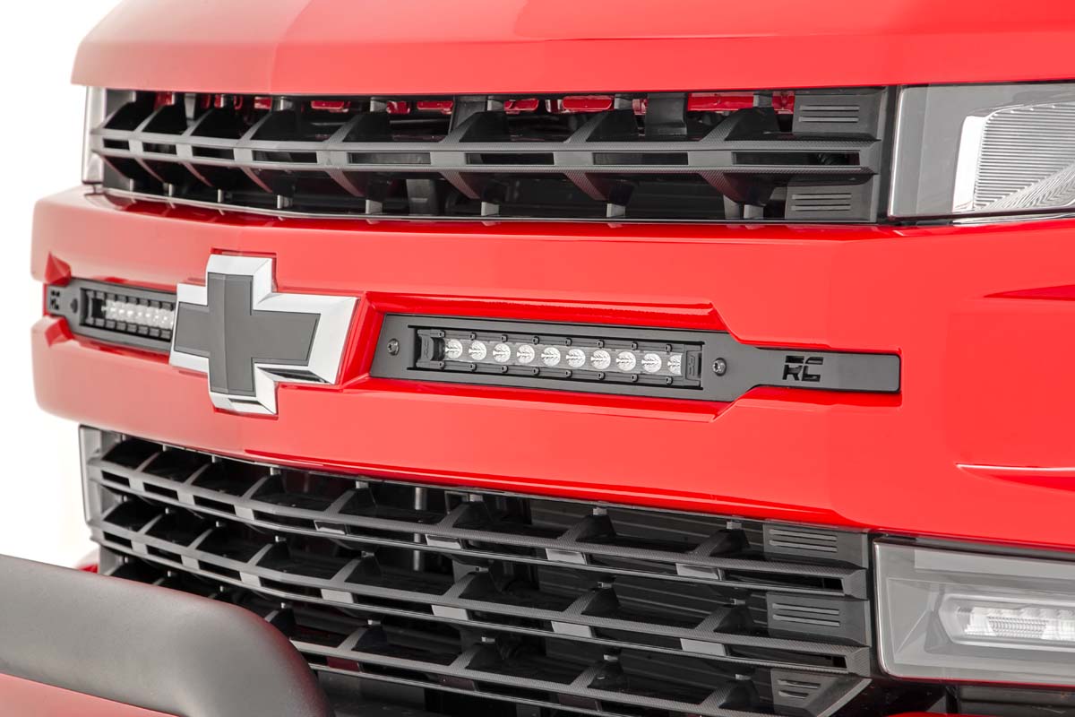 LED Light Kit | Grille Mount | 10&quot; Black Slimline Pair | Chevy Silverado 1500 (19-22)