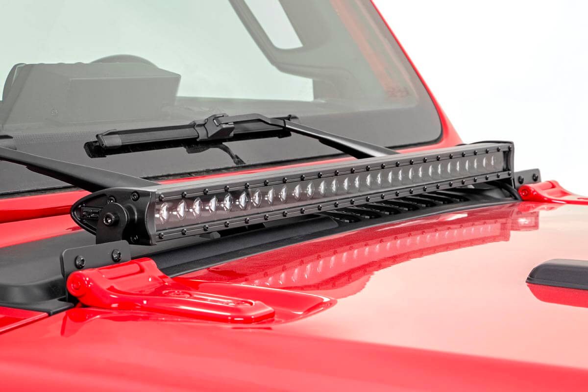 LED Light Kit | Hood Mount | 30&quot; Black Single Row | Jeep Gladiator JT/Wrangler JL (18-24)