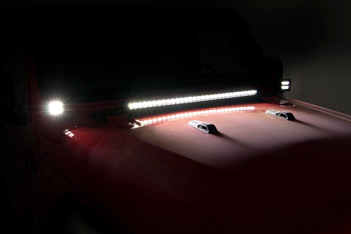 LED Light Kit | Hinge Mount | 2&quot; Black Pair | Amber DRL | Jeep Gladiator JT/Wrangler JL (18-24)