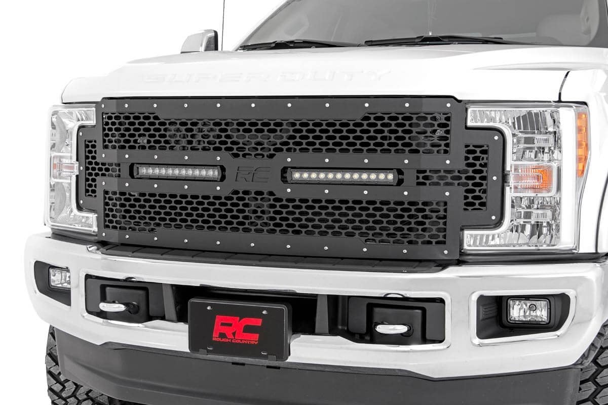 Mesh Grille | 12&quot; Dual Row LED | Black | Ford F-250/F-350 Super Duty (17-19)