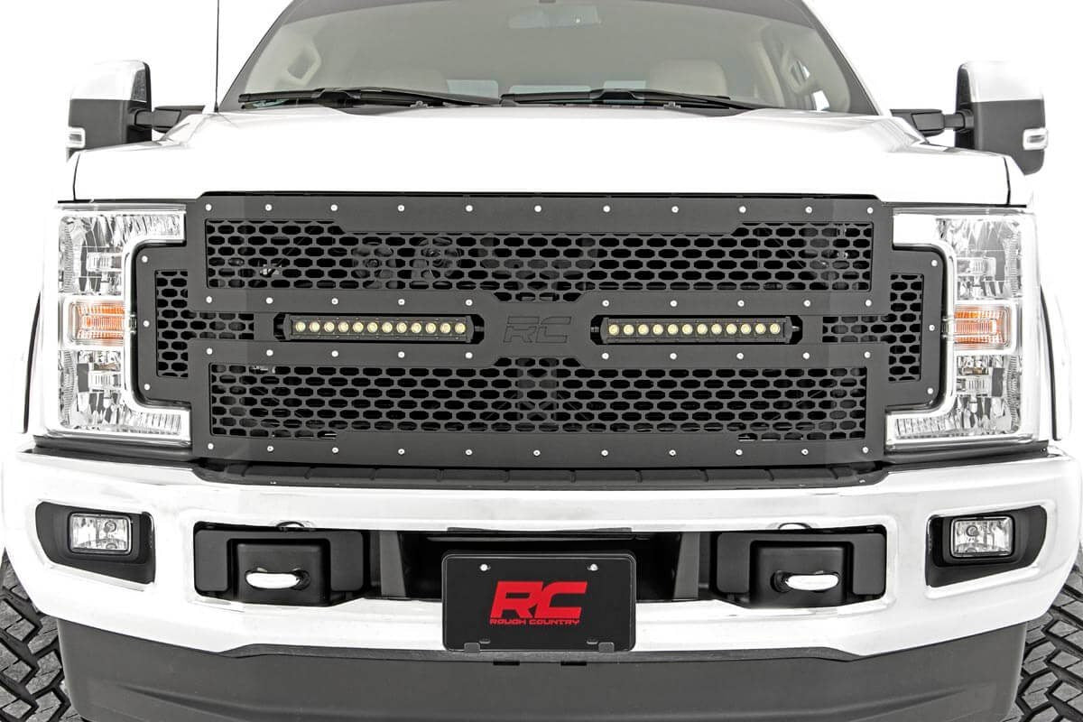 Mesh Grille | 12&quot; Dual Row LED | Black | Ford F-250/F-350 Super Duty (17-19)