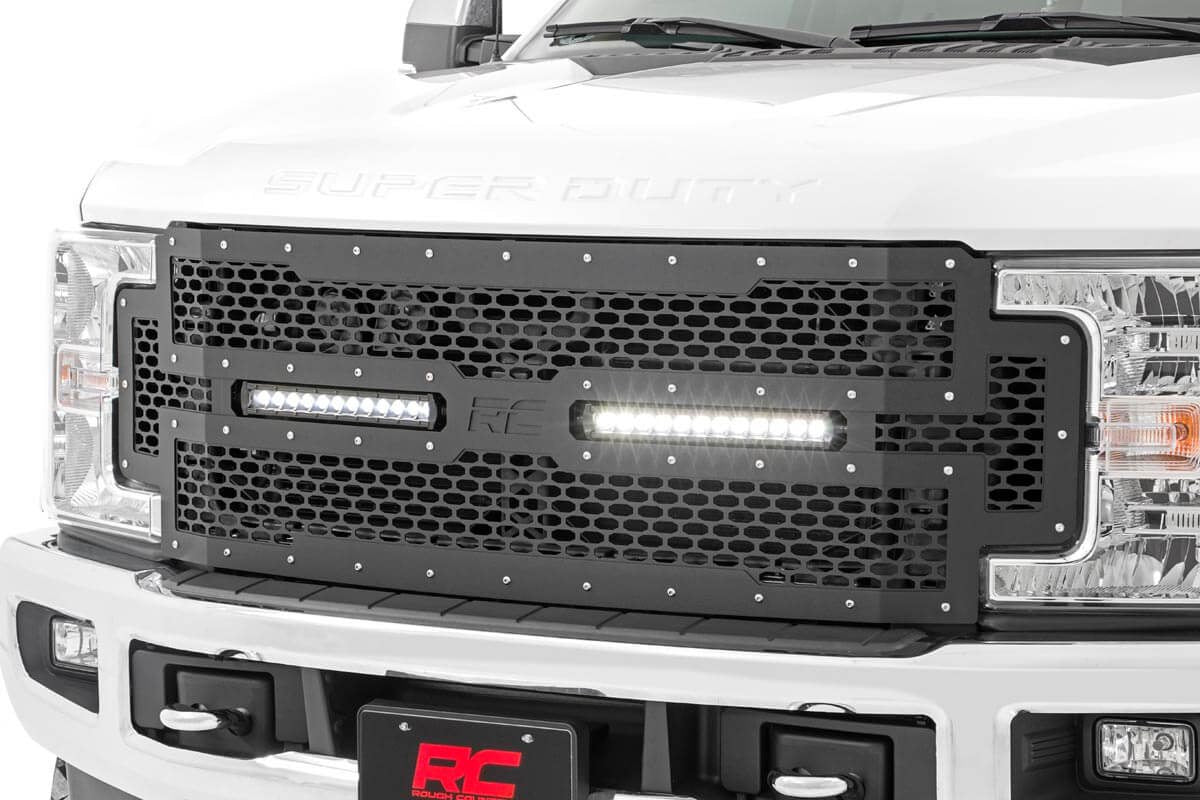 Mesh Grille | 12&quot; Dual Row LED | Black | Ford F-250/F-350 Super Duty (17-19)