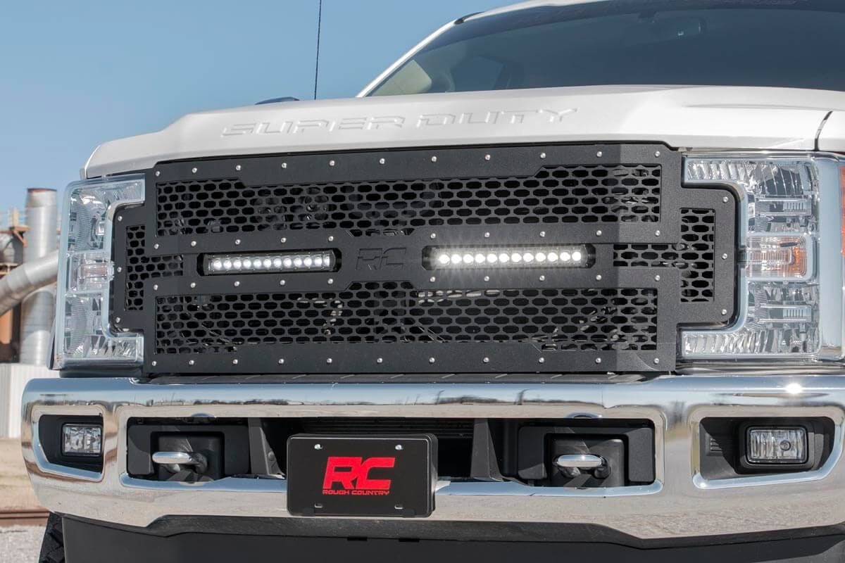 Mesh Grille | 12&quot; Dual Row LED | Black | Ford F-250/F-350 Super Duty (17-19)