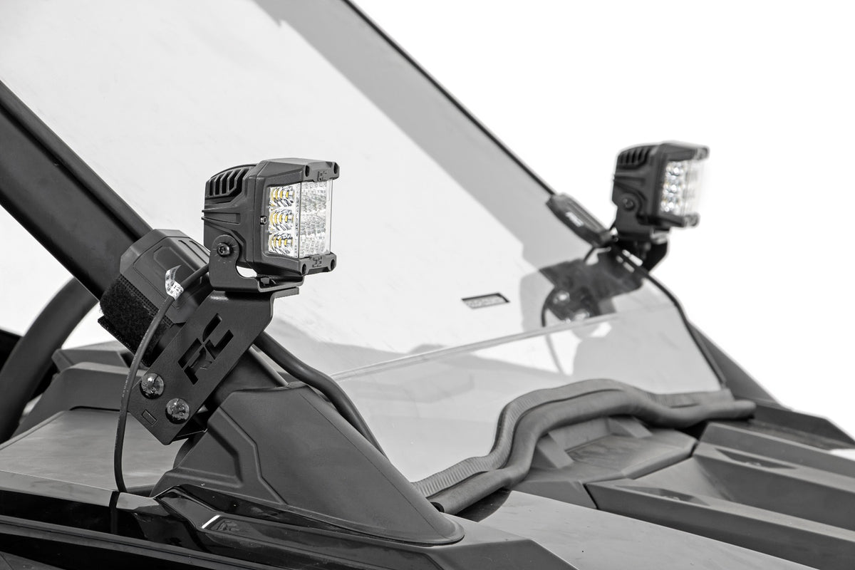 LED Light Kit | &quot;A&quot; Pillar Mount | 2&quot; Black Pair | Spot | Polaris RZR PRO XP 