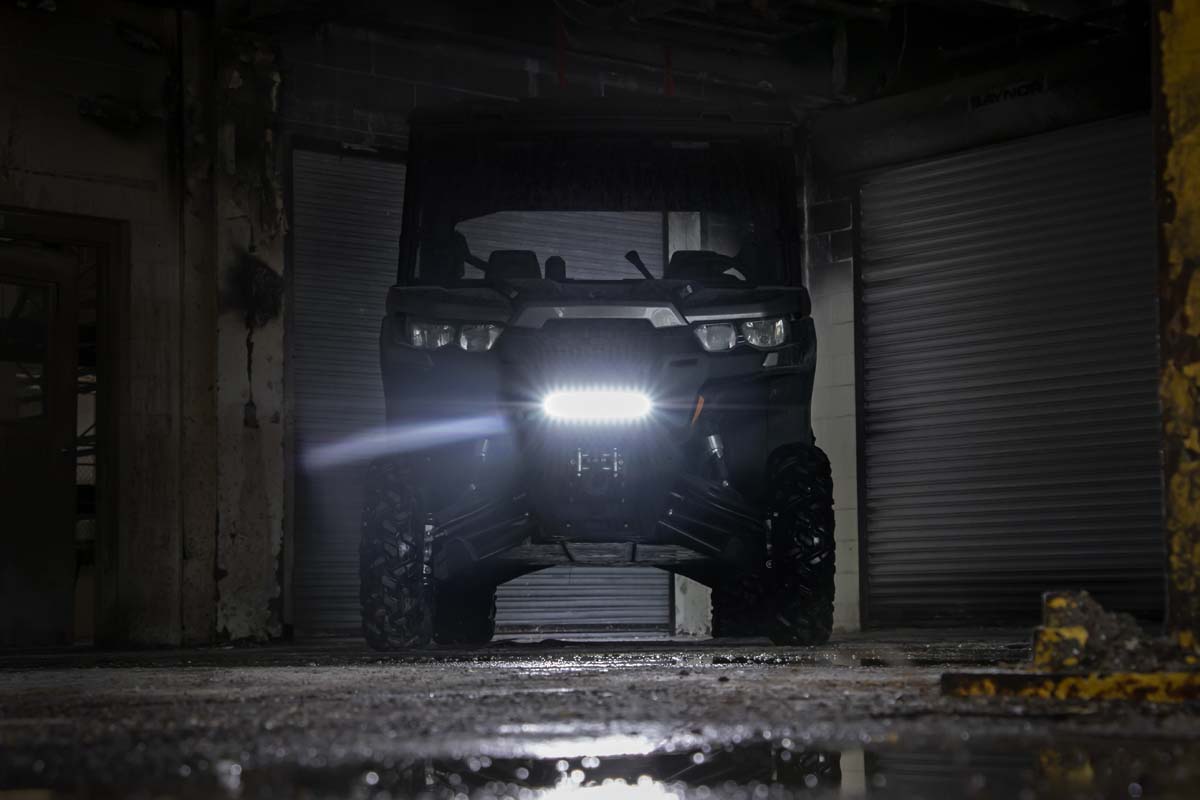 LED Light | Bumper Mount | 12&quot; Black Single Row | White DRL | Can-Am Defender HD 8/HD 9/HD 10