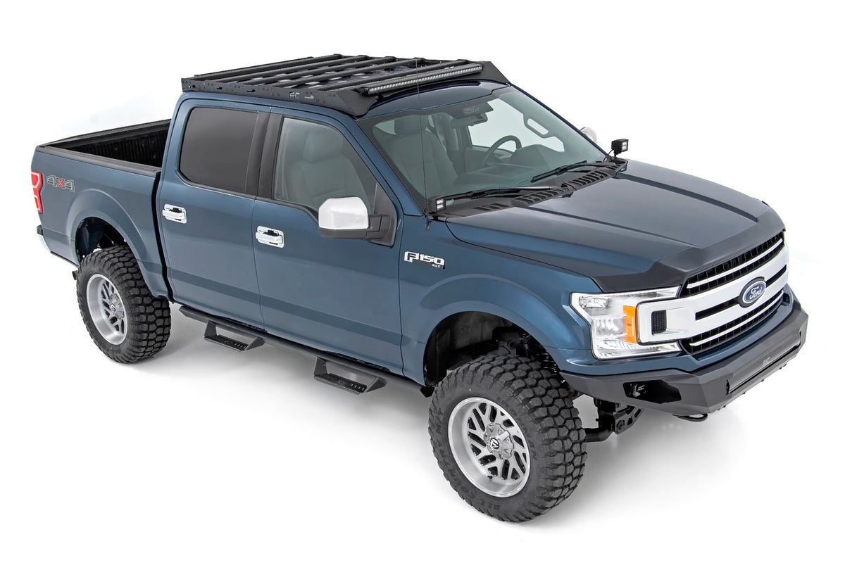 Roof Rack | FR &amp; RR 40 Inch Single Row BLK LEDs | Ford F-150 2WD/4WD (15-18)