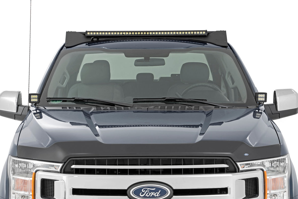 Roof Rack | FR &amp; RR 40 Inch Single Row BLK LEDs | Ford F-150 2WD/4WD (15-18)
