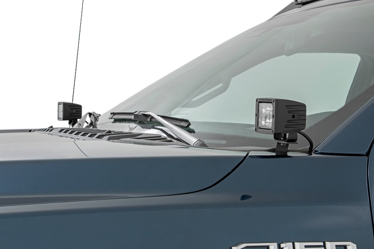 LED Light | Ditch Mount | 2&quot; Chrome Pair | Wide Angle | Ford F-150 (15-24)
