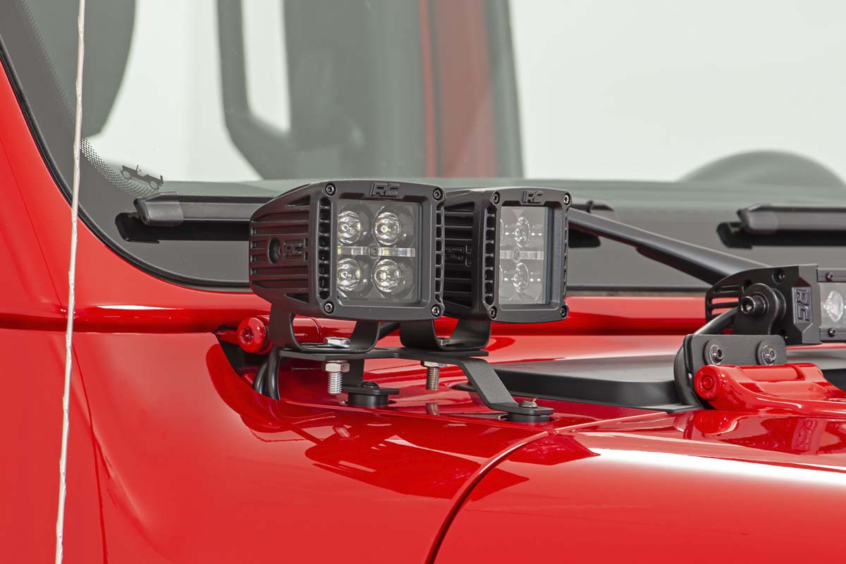 LED Light Kit | Quad | Cowl Mount | 2&quot; Black | Amber DRL | Jeep Gladiator JT/Wrangler JL (18-24)