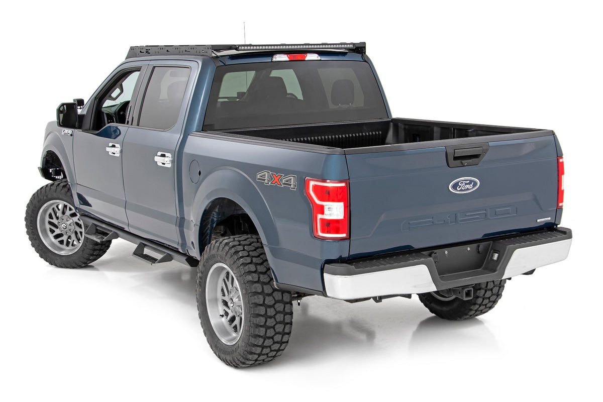 Roof Rack | FR &amp; RR 40 Inch Single Row BLK LEDs | Ford F-150 2WD/4WD (15-18)
