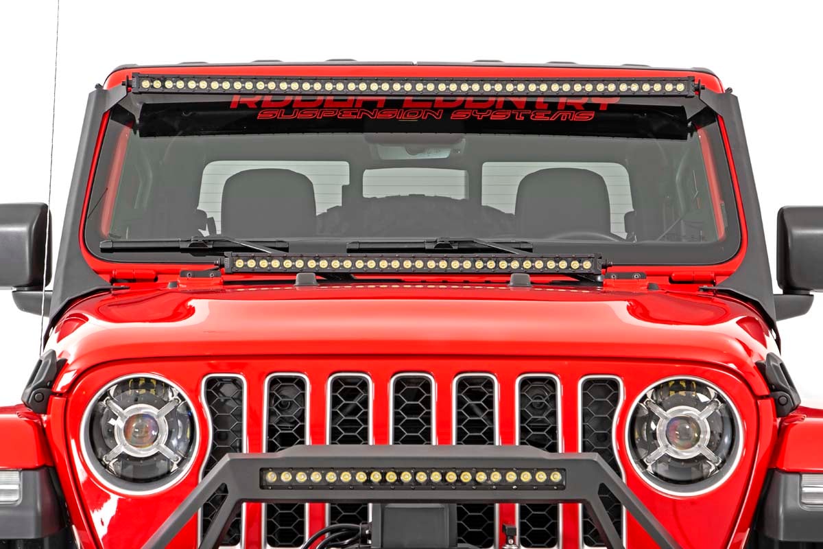 LED Light Kit | Windshield | 50&quot; BLK Single Row | WHT DRL | Jeep Gladiator JT/Wrangler JL (18-24)