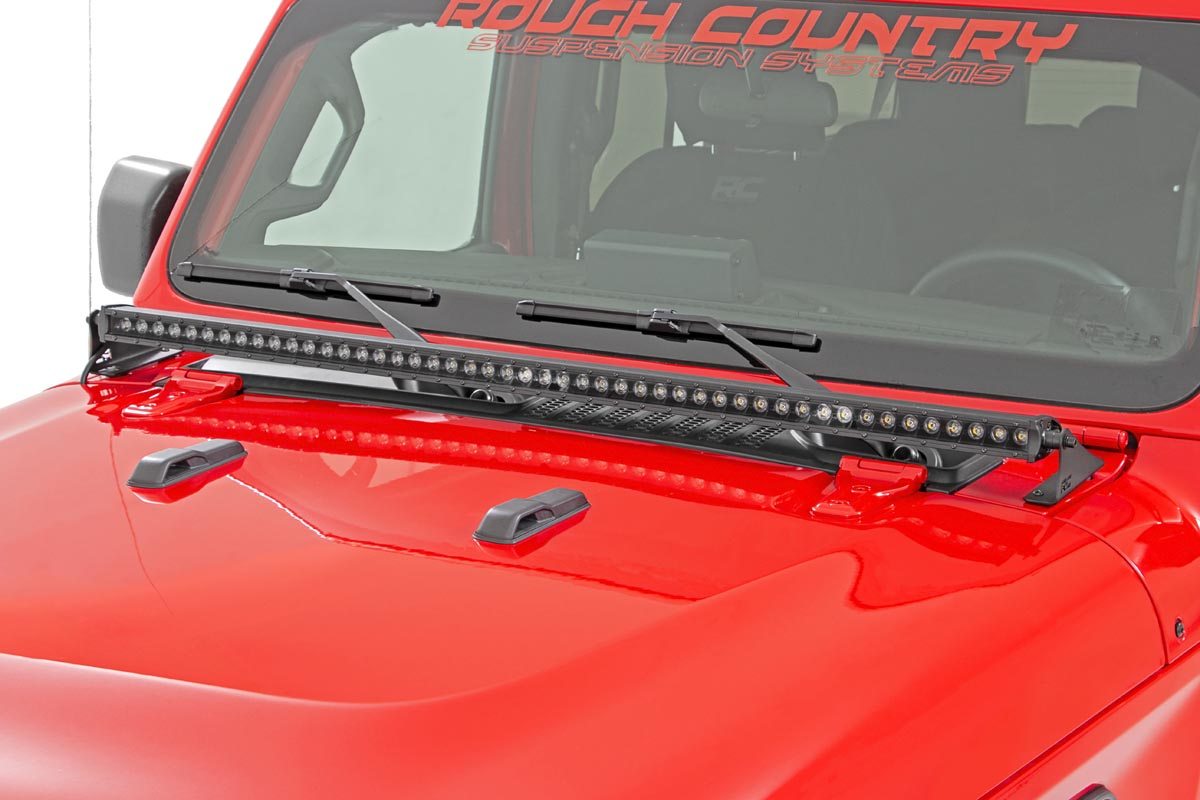 LED Light Kit | Cowl Mount | 50&quot; Black Single Row | Jeep Gladiator JT/Wrangler JL (18-24)