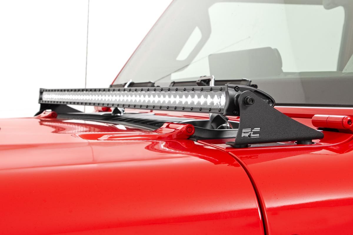LED Light Kit | Cowl Mount | 50&quot; Black Single Row | Jeep Gladiator JT/Wrangler JL (18-24)