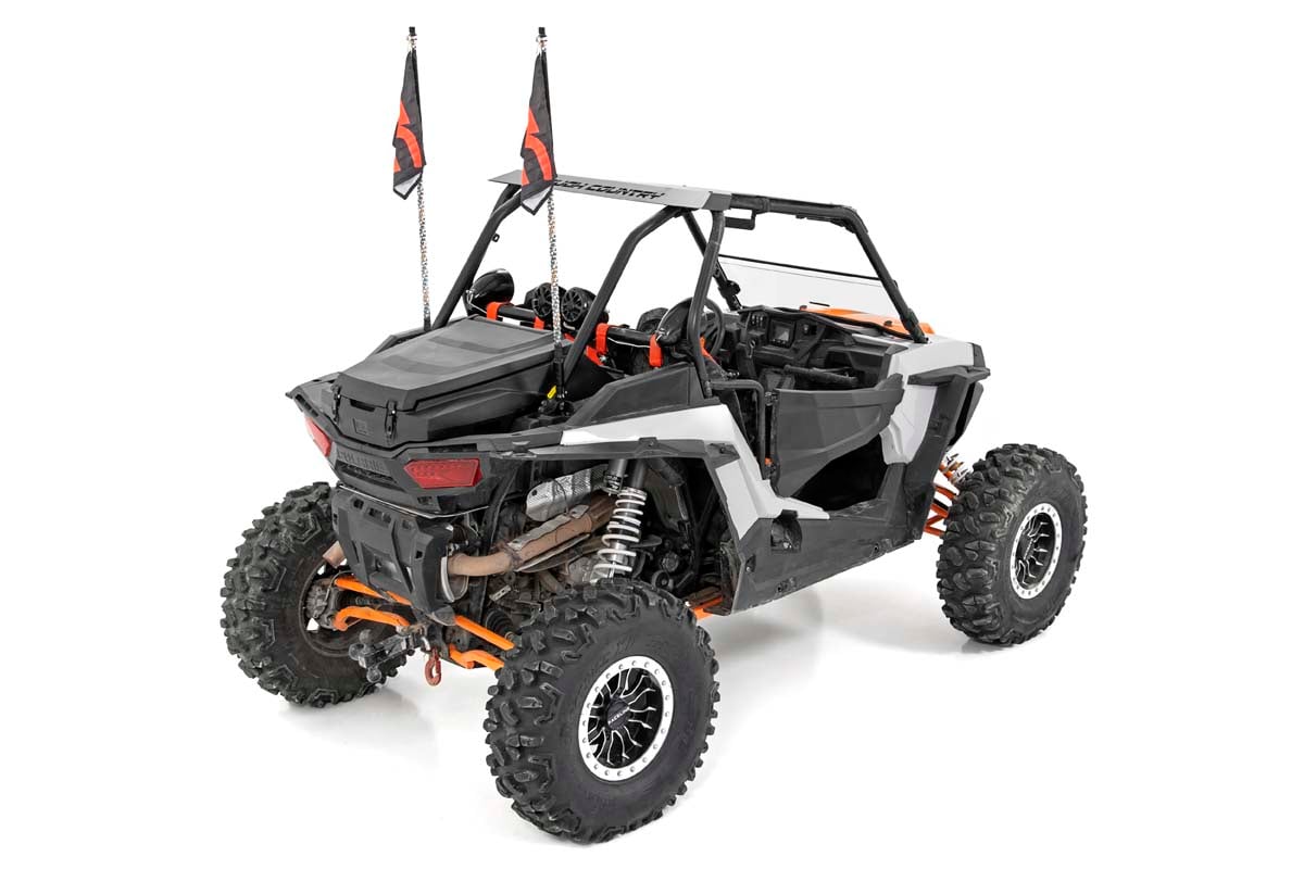 Whip Mount | Cage | 4&#39; Multl-Color LED Whip Pair | Polaris RZR