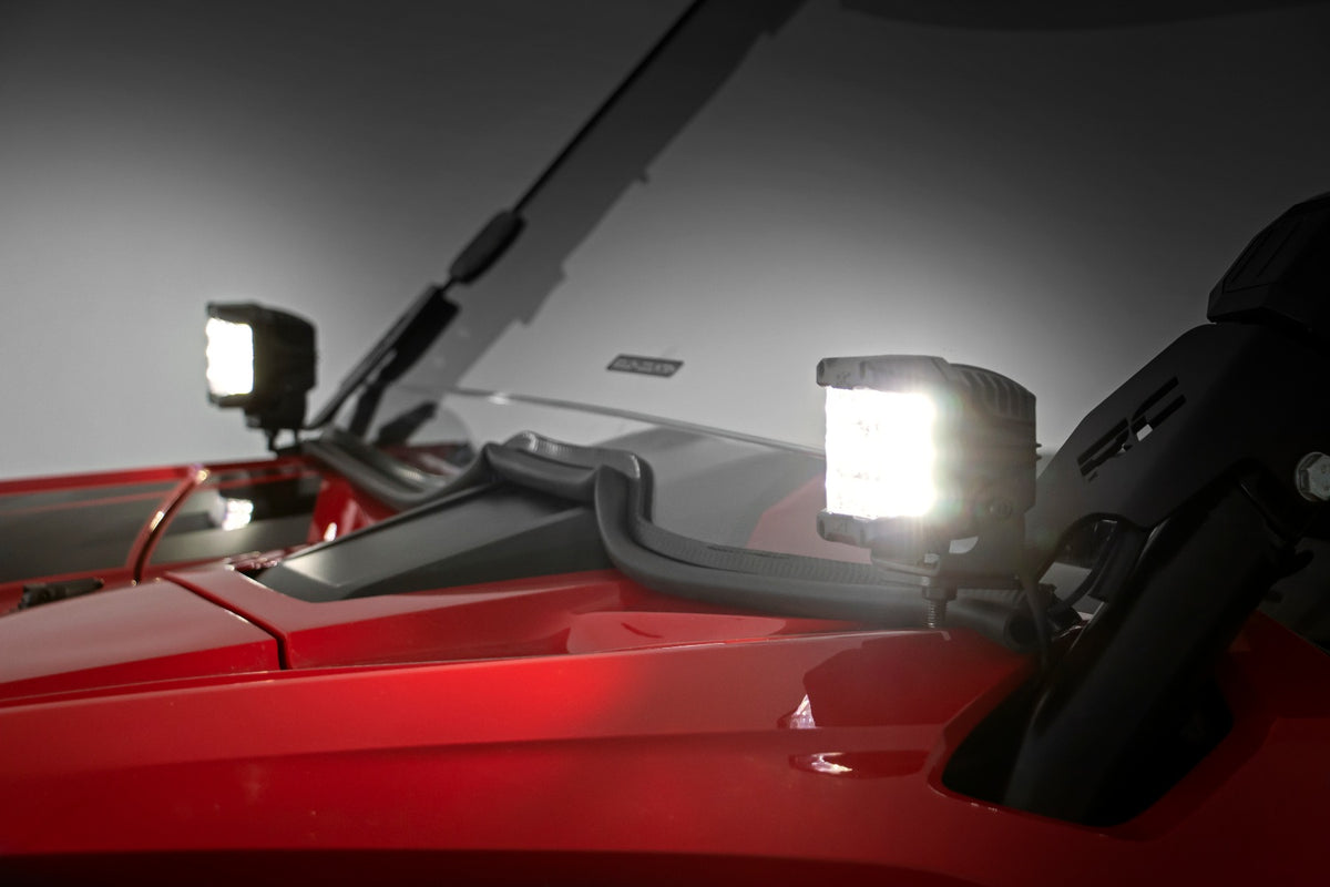 LED Light Kit | Cage Mount | 2&quot; Chrome Pair | Wide Angle | Honda Talon 1000R 