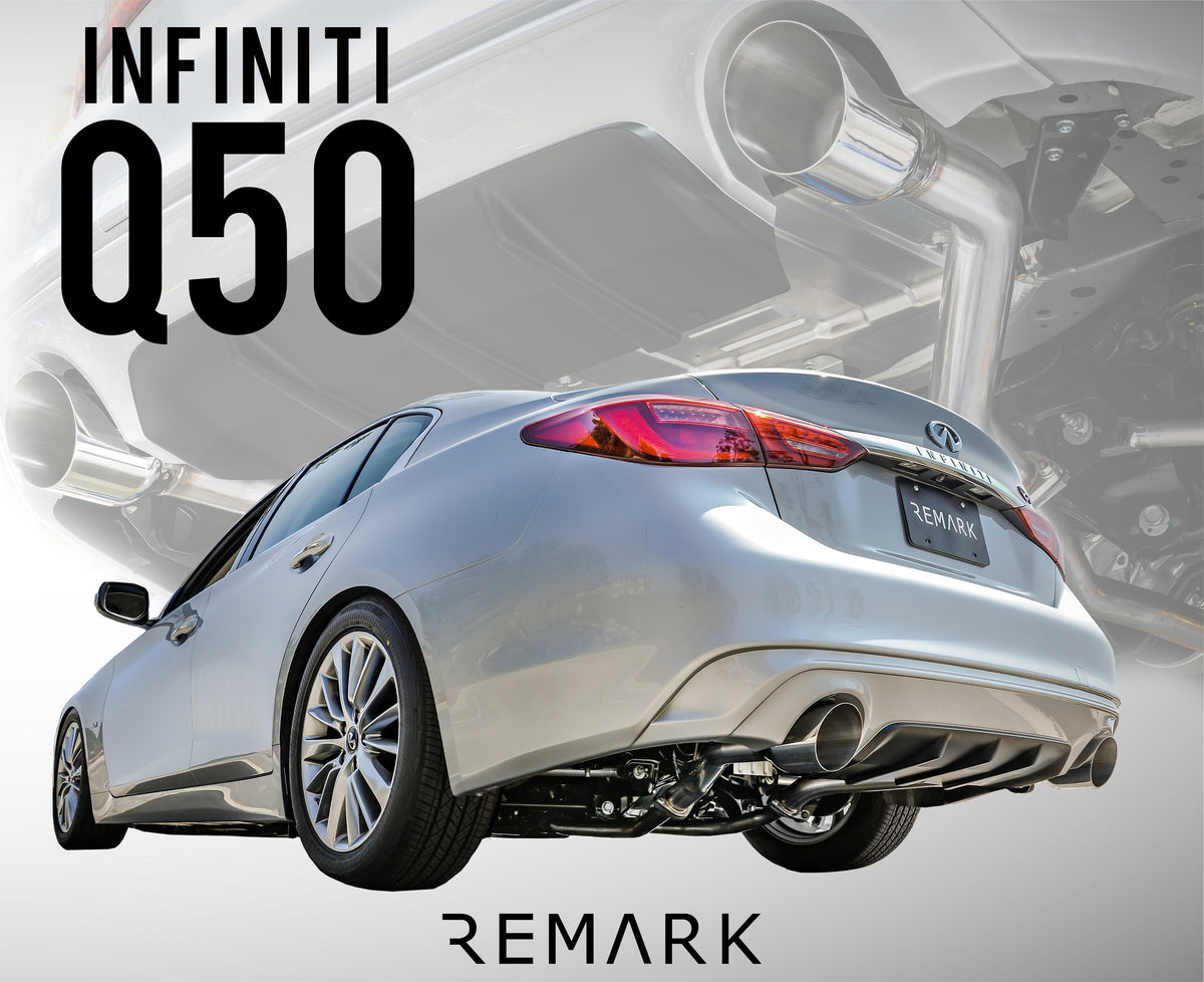 Remark 2014+ Infiniti Q50 Axle Back Exhaust w/Stainless Steel Double Wall Tip - RO-TSQ5-D