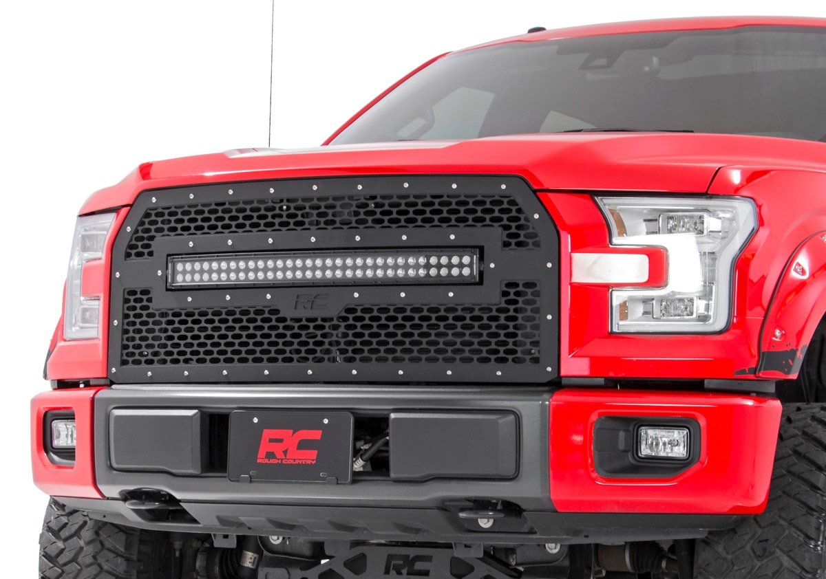 Mesh Grille | 30&quot; Dual Row LED | Black | Ford F-150 2WD/4WD (2015-2017)