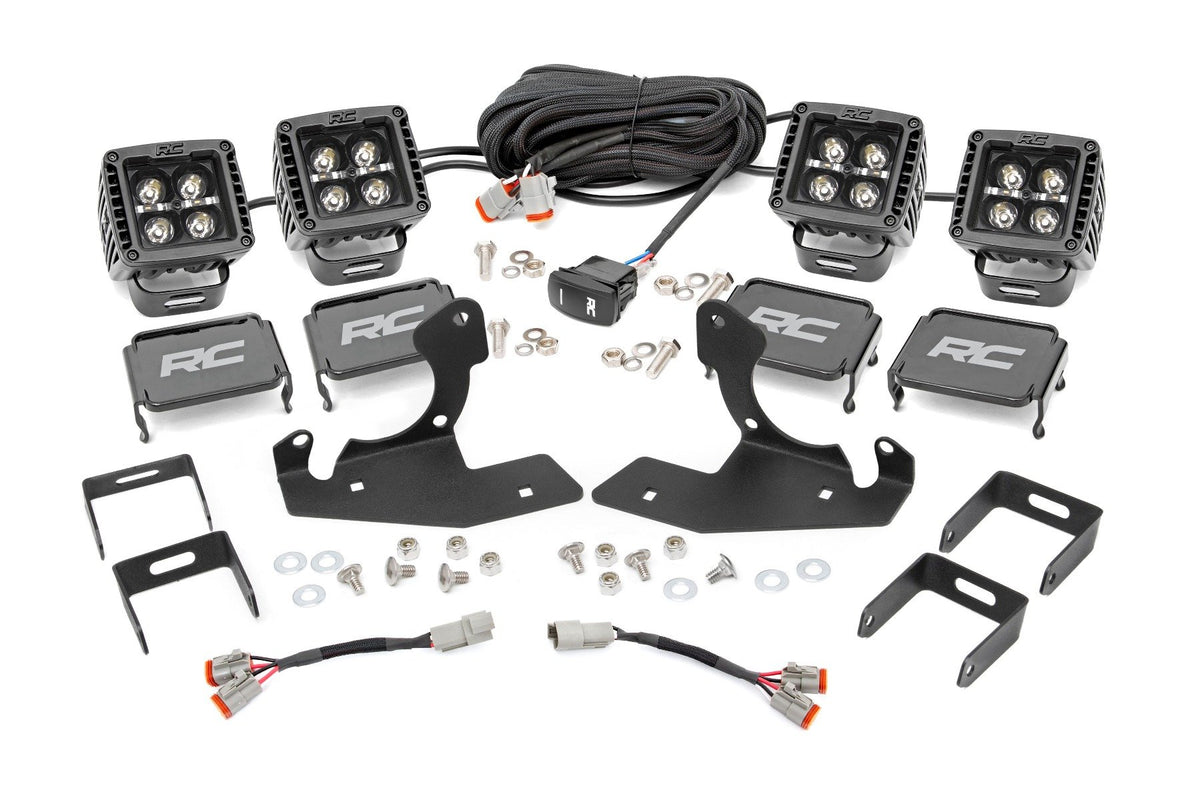 LED Light Kit | Fog Mount | 2&quot; Black Pair | White DRL | Chevy Silverado 2500 HD/3500 HD (11-14)