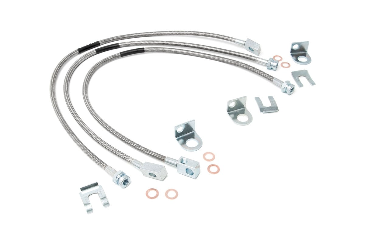 Jeep Front &amp; Rear Stainless Steel Brake Lines | 4-6in Lifts (XJ/YJ/TJ)