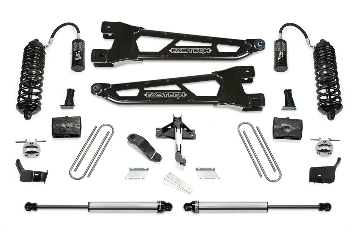 Fabtech 23-24 Ford F450/F550 4WD 6in Radius Arm Lift Kit w/ Front 4.0 Resi Coil & Rear 2.25 Shocks - K2430DL