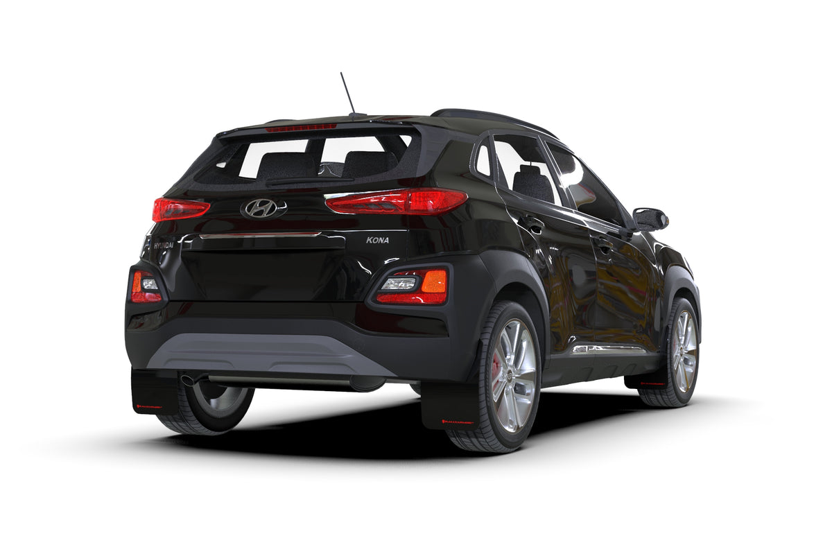 Rally Armor 18-23 Hyundai Kona Black UR Mud Flap White Logo - MF63-UR-BLK/WH