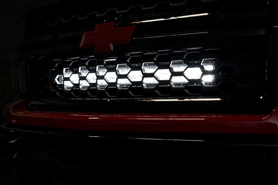 LED Light Kit | Behind Grille Mount | 30&quot; Black Dual Row | White DRL | Chevy Silverado 1500 (14-15)
